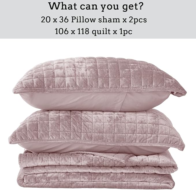 Velvet Quilt Set - California King - 3 Piece
