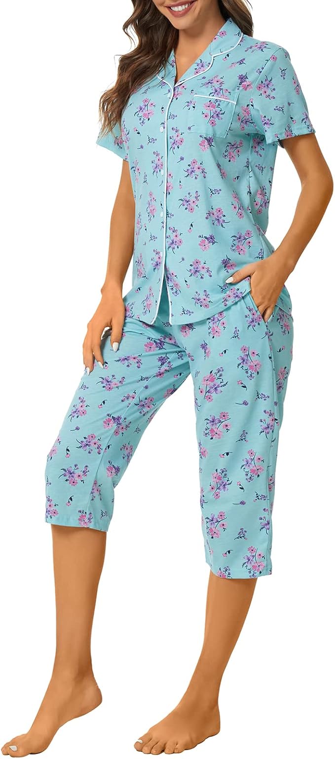 Capri Pajama Set - Short Sleeve - 2 Piece