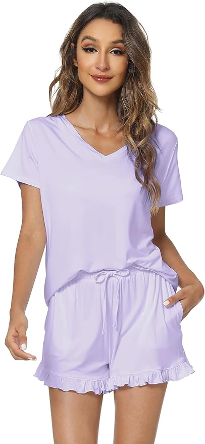 Bamboo Cooling Shorts Pajama Set - Short Sleeve - 2 Piece