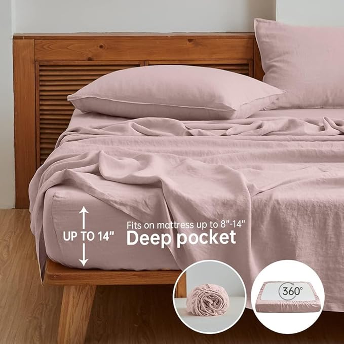 Linen Bed Sheet Set - Twin - 3 Piece