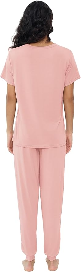 Women's Bamboo Pants Pajama Set - Short Sleeve - 2 Piece