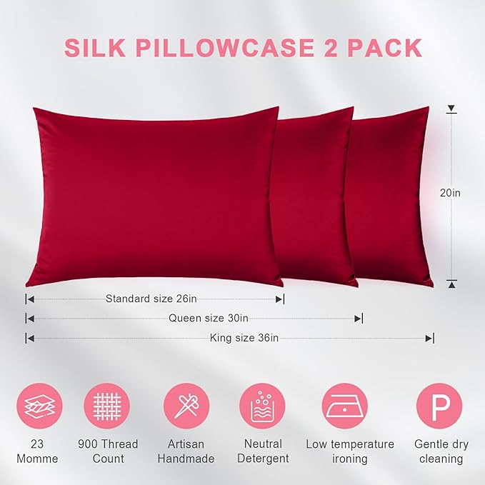 Mulberry Silk Cooling Pillowcase Set - Queen - 2 Pack
