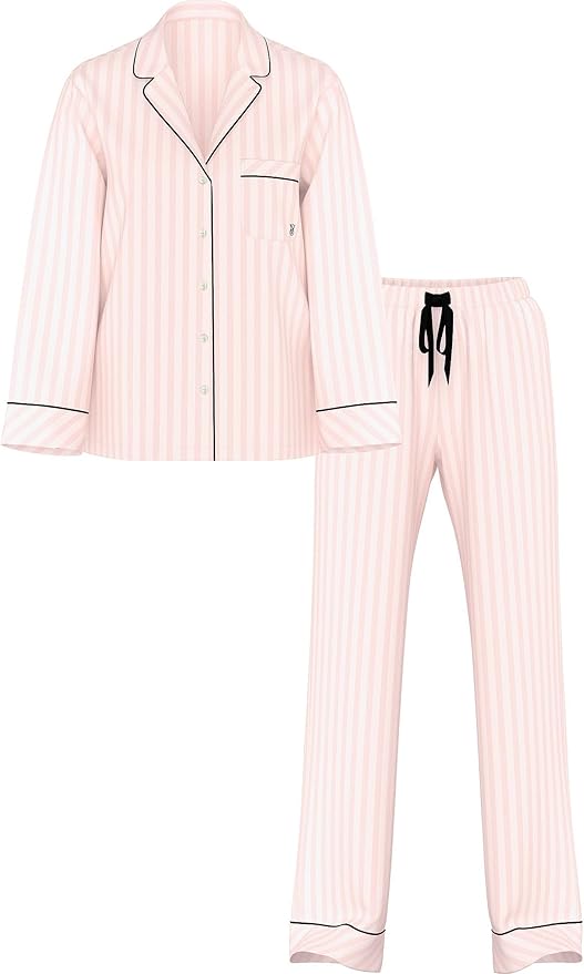 Women's Flannel Pants Pajama Set - Long Sleeve - 2 Piece