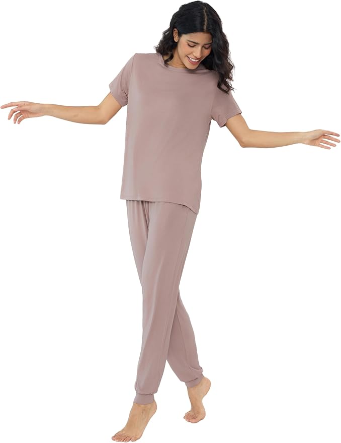 Women's Bamboo Pants Pajama Set - Short Sleeve - 2 Piece