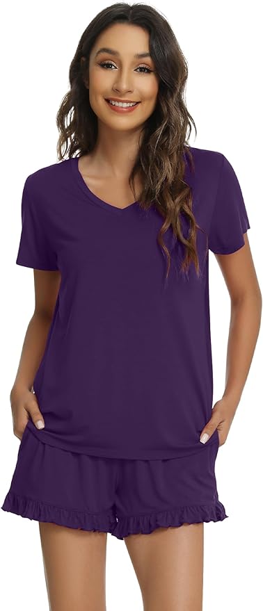 Bamboo Cooling Shorts Pajama Set - Short Sleeve - 2 Piece