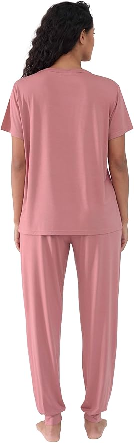 Women's Bamboo Pants Pajama Set - Short Sleeve - 2 Piece