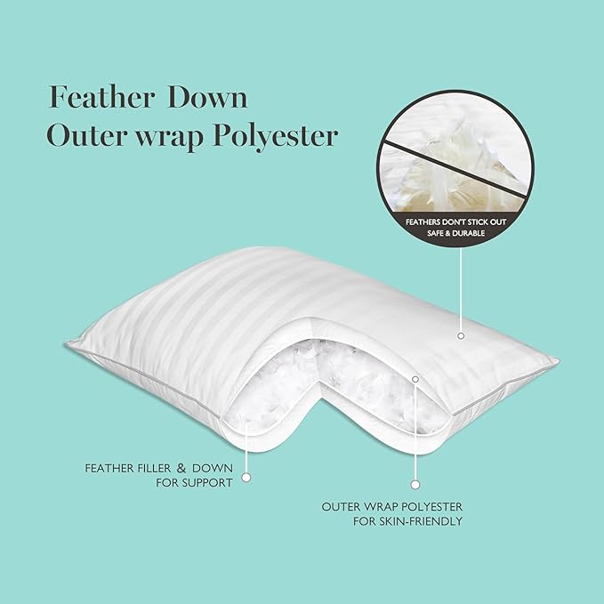 100% Cotton Bed Pillow - King - 2 Piece