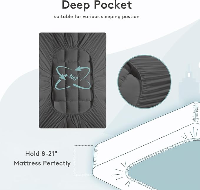 Down Alternative Cooling Mattress Pad - Full - 21 in Deep Pocket