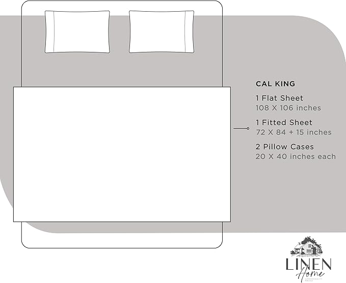 100% Cotton Bed Sheet Set - California King - 4 Piece