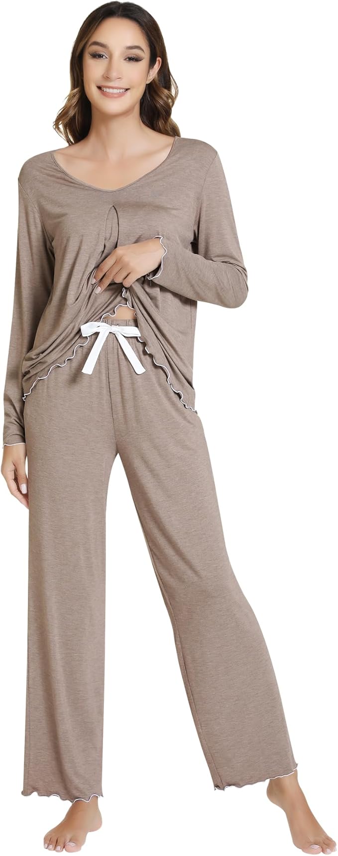 Women's Bamboo Pants Pajama Set - Long Sleeve