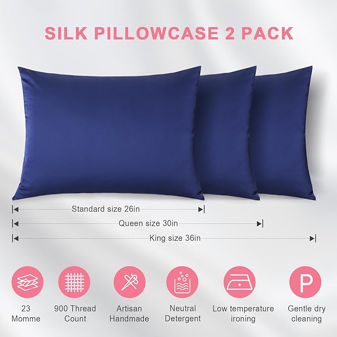 Mulberry Silk Cooling Pillowcase Set - Standard - 2 Pack