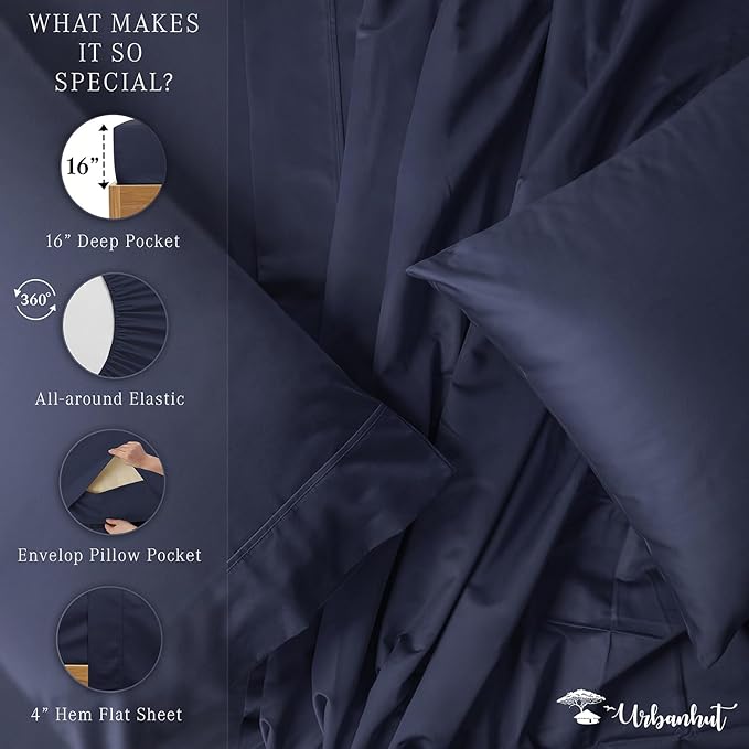 Bed Sheet Set - California King - 16 in Deep Pocket - 4 Piece