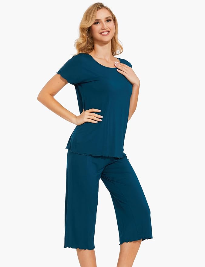 Bamboo Capri Pajama Set - Short Sleeve - 2 Piece