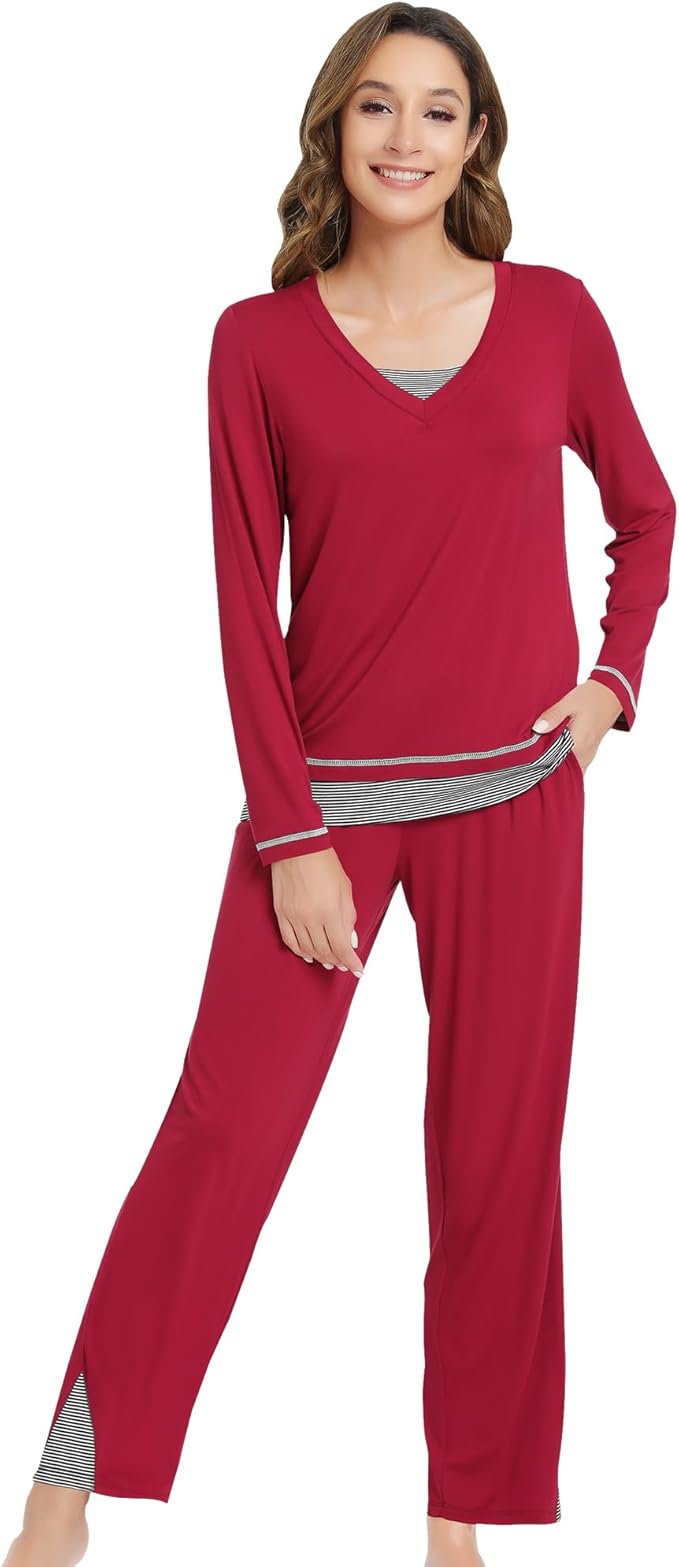 Women's Bamboo Pants Pajama Set - Long Sleeve - 2 Piece