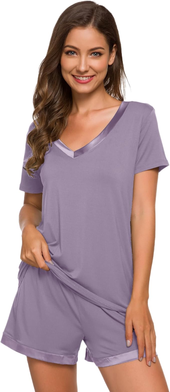 Women's Bamboo Cooling Pajama Set - Short Sleeve - 2 Piece