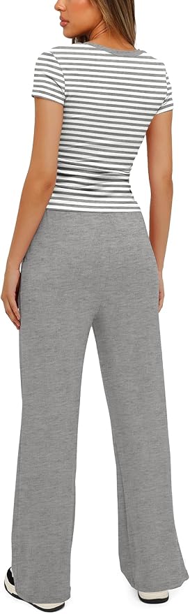 Women's Loungewear Set - Short Sleeve - Pants - 2 Piece