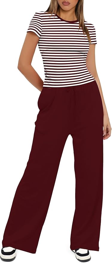 Women's Loungewear Set - Short Sleeve - Pants - 2 Piece