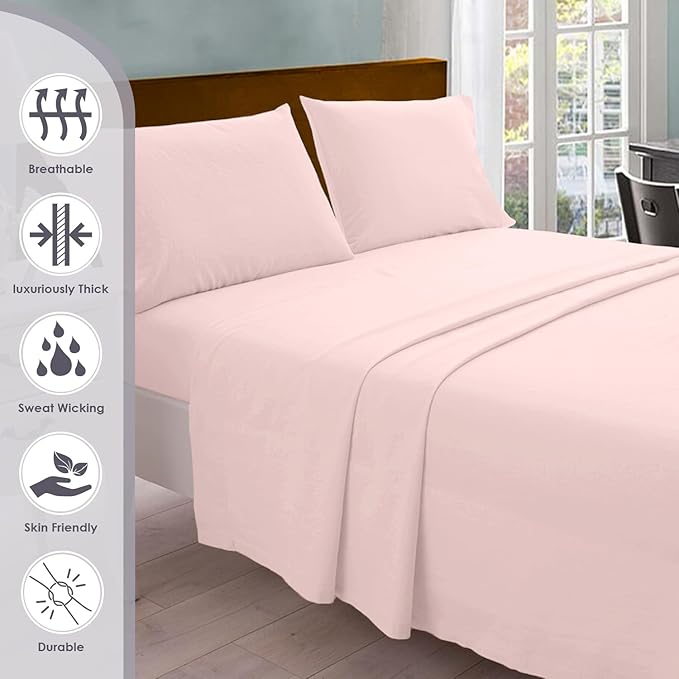 100% Cotton Bed Sheet Set - Queen - 15 in Deep Pocket