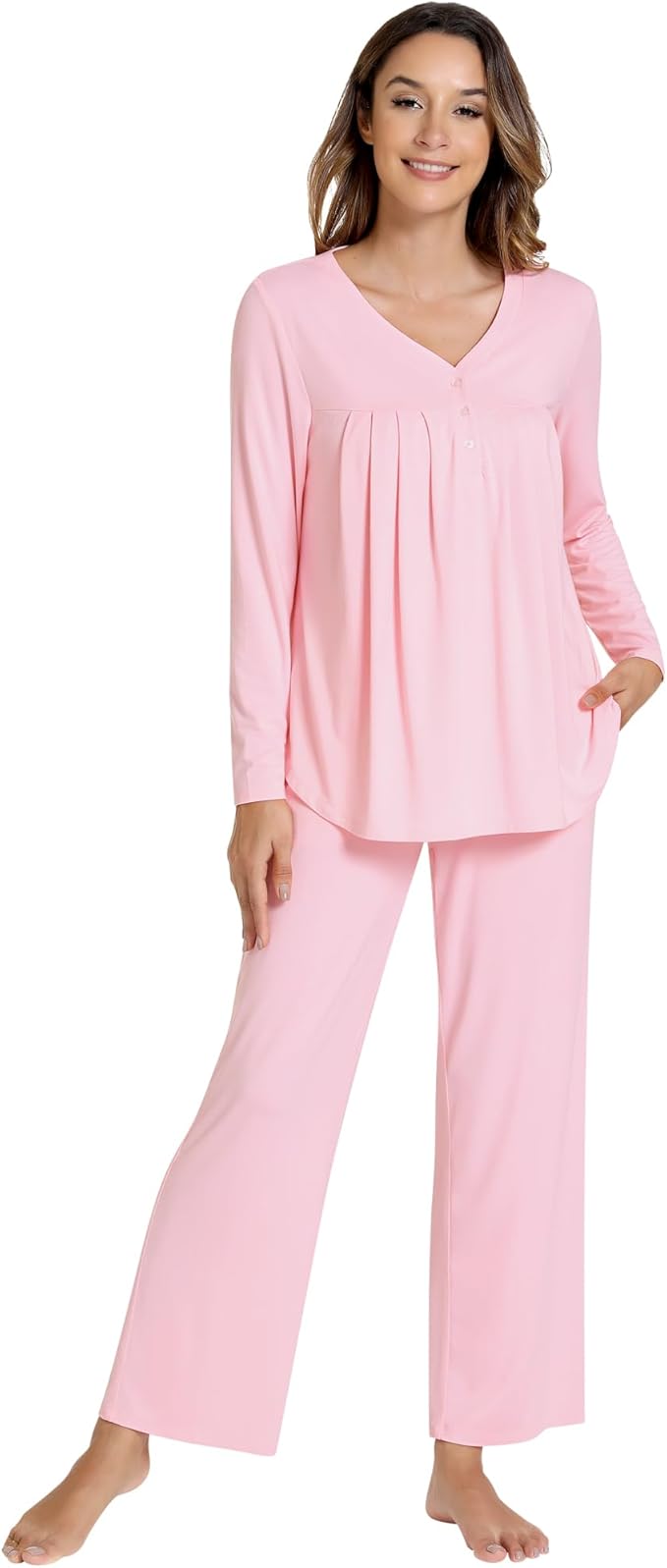 Women's Bamboo Pants Pajama Set - Long Sleeve - 2 Piece