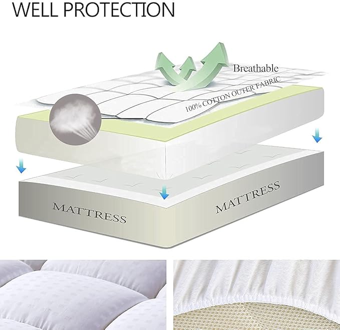 Cooling Mattress Pad - Queen - 60 x 80 in - 21 in Deep Pocket