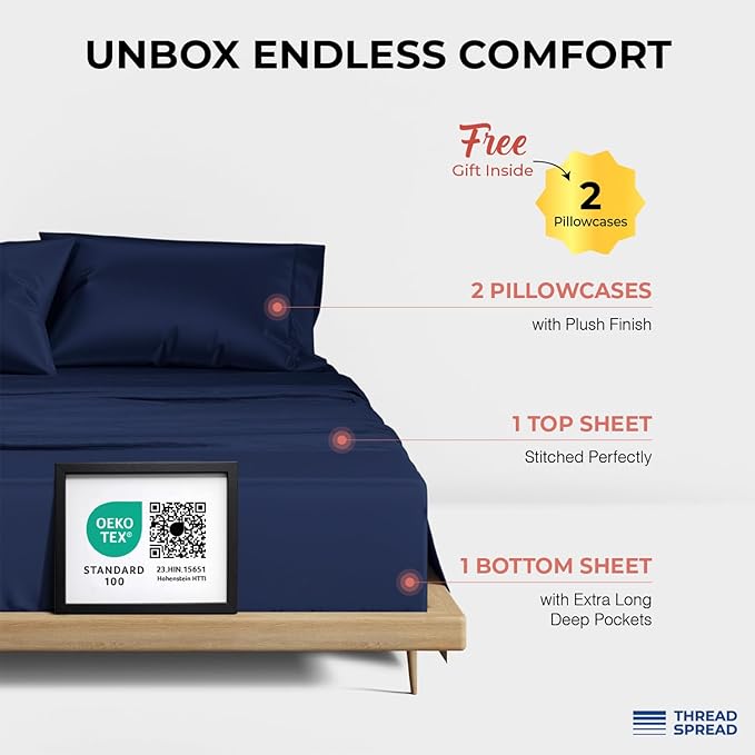 Bed Sheet Set - Queen - 17 in Deep Pocket - 4 Piece