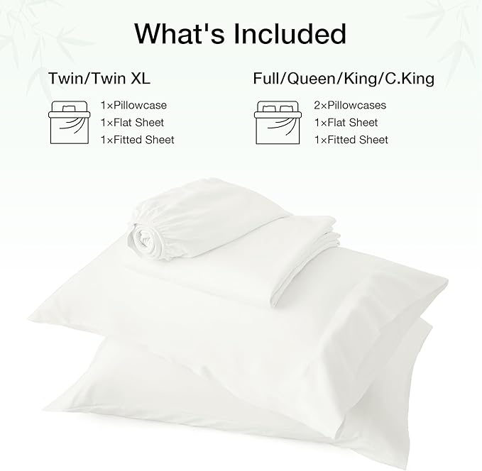 Bamboo Cooling Bed Sheet Set - Queen - 4 Piece