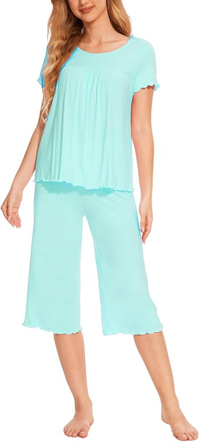 Bamboo Capri Pajama Set - Short Sleeve - 2 Piece