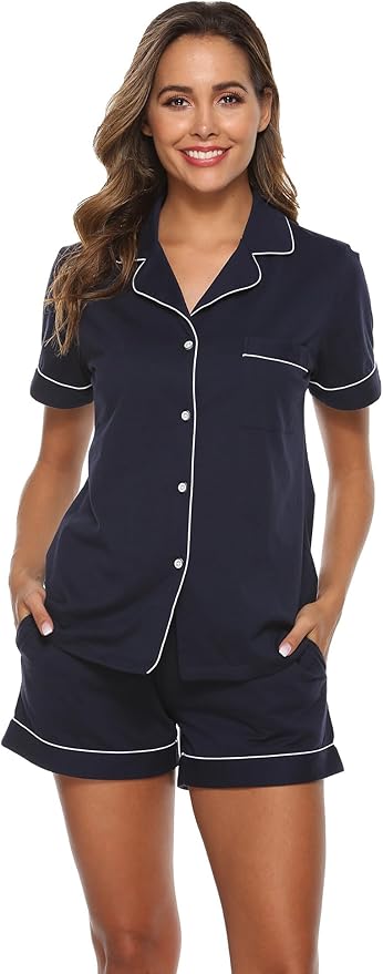 100% Cotton Pajama Set - Short Sleeve - 2 Piece