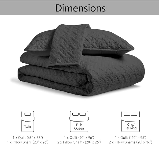 Microfiber Quilt Set - King - 3 Piece