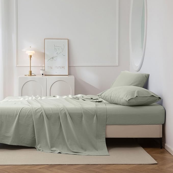 Linen Bed Sheet Set - King - 4 Piece