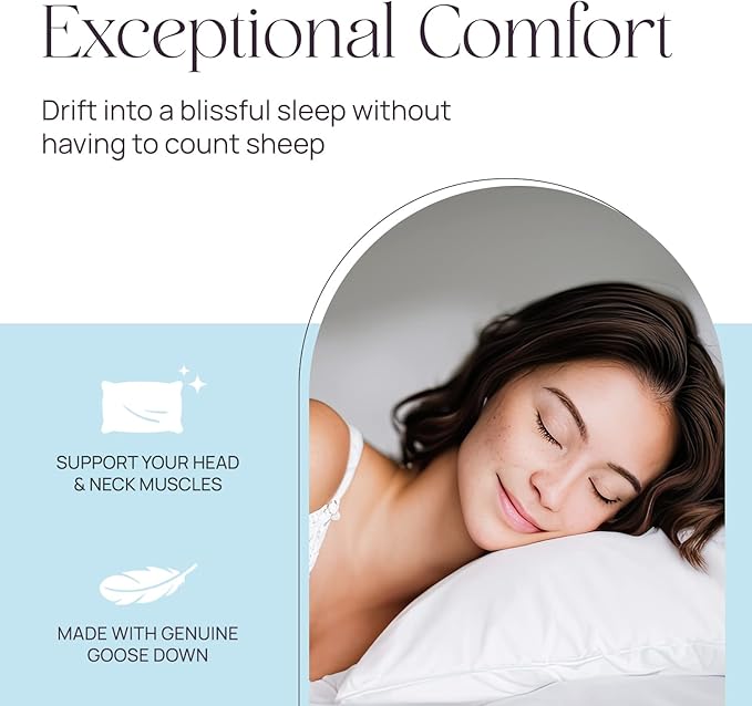 100% Cotton Bed Pillow - King - 20 x 36 in - 2 Piece