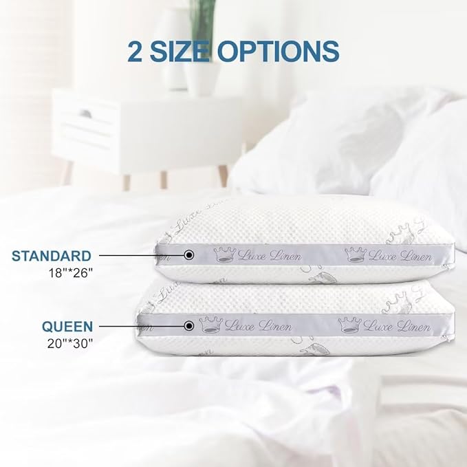 Memory Foam Bed Pillow - Queen - 2 Piece