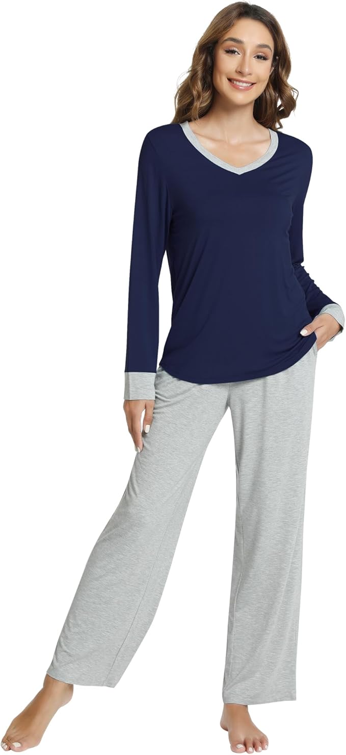 Women's Bamboo Pants Pajama Set - Long Sleeve - 2 Piece