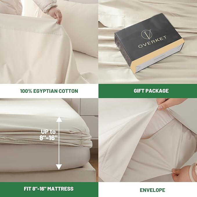Linen Bed Sheet Set - Queen - 4 Piece