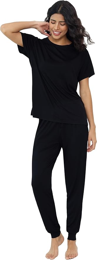 Women's Bamboo Pants Pajama Set - Short Sleeve - 2 Piece