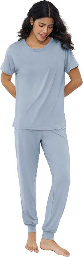 Women's Bamboo Pants Pajama Set - Short Sleeve - 2 Piece