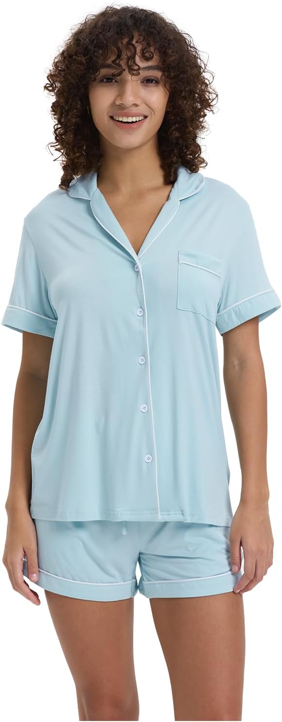 Women's Bamboo Cooling Pajama Set - Short Sleeve - 2 Piece