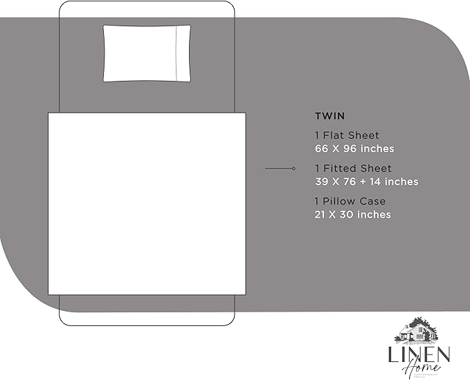 100% Cotton Bed Sheet Set - Twin - 3 Piece