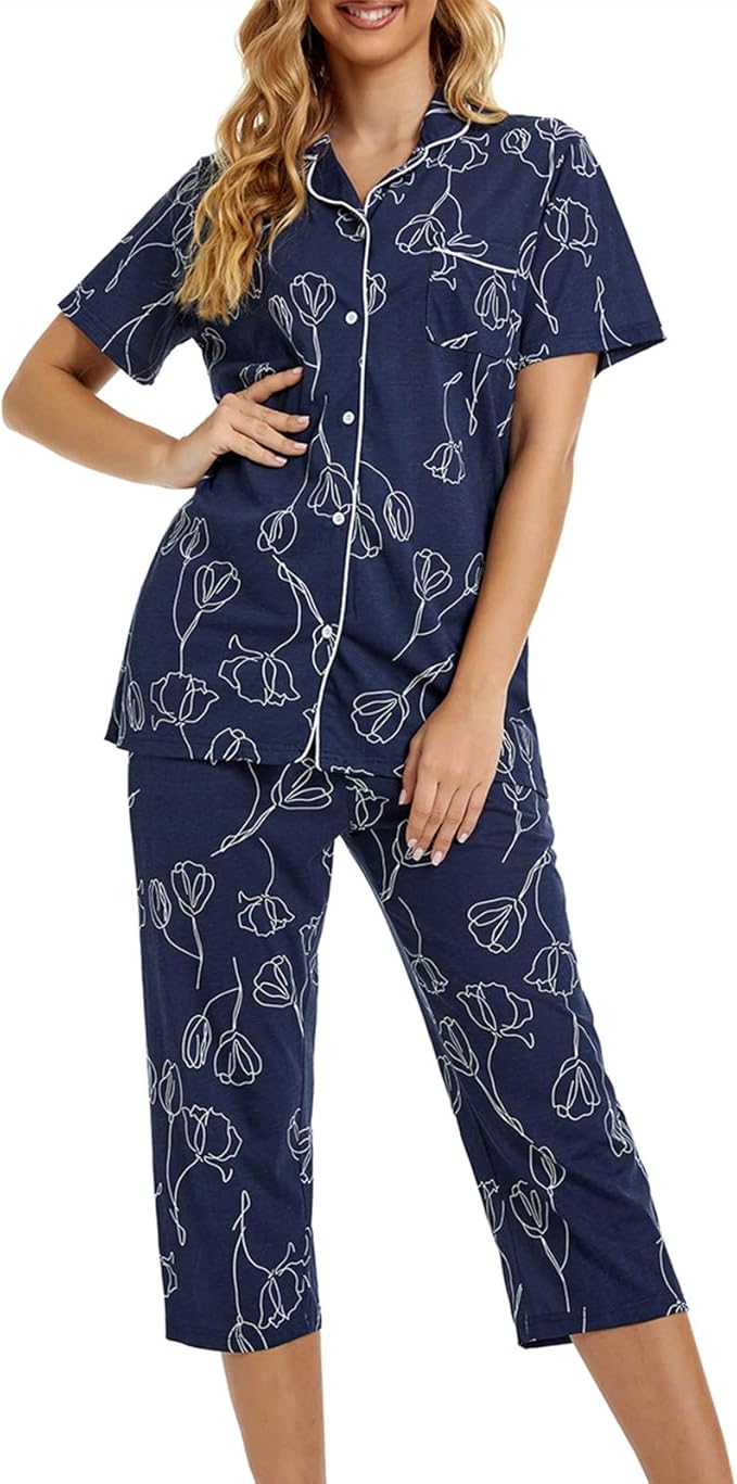 Capri Pajama Set - Short Sleeve - 2 Piece