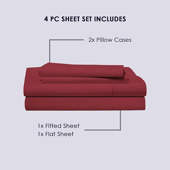 100% Cotton Bed Sheet Set - Queen - 15 in Deep Pocket