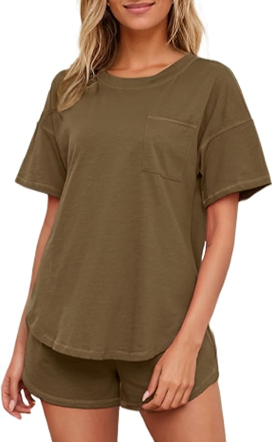 Women's 100% Cotton Shorts Pajama Set - Short Sleeve - 2 Piece