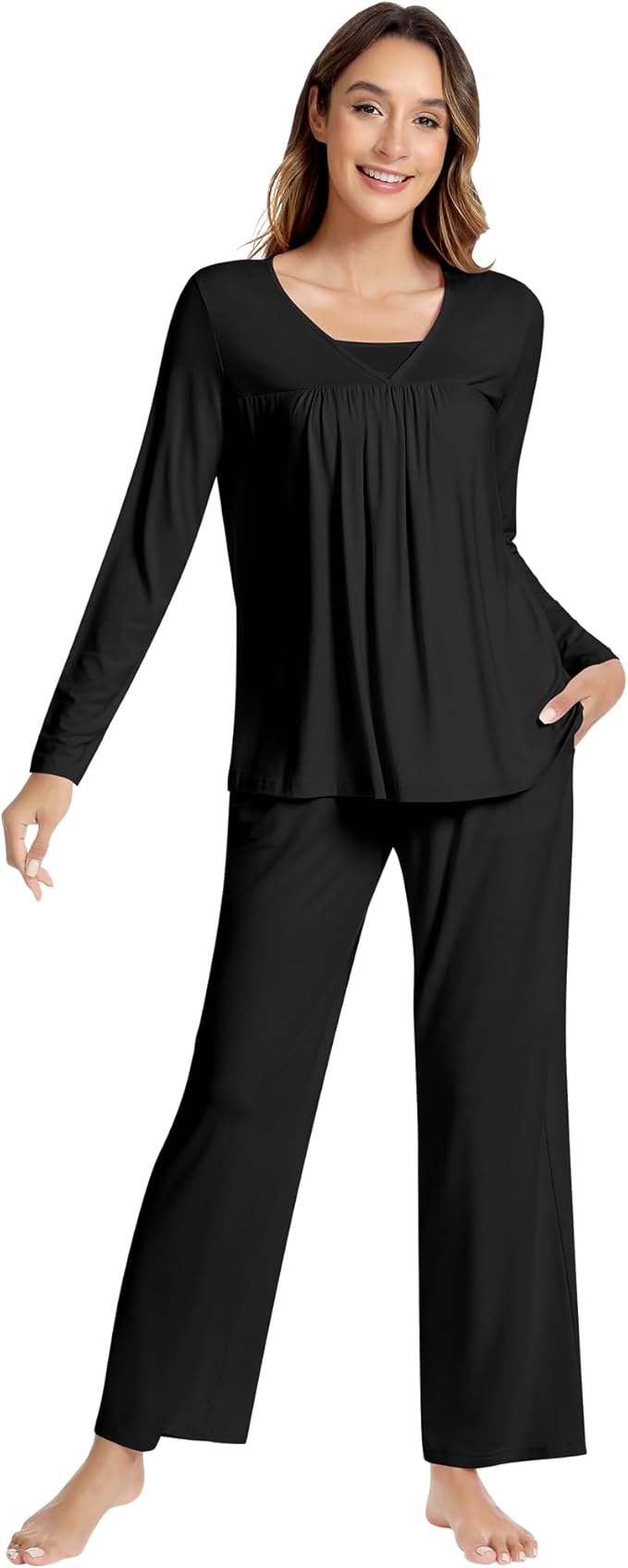 Women's Bamboo Pants Pajama Set - Long Sleeve - 2 Piece