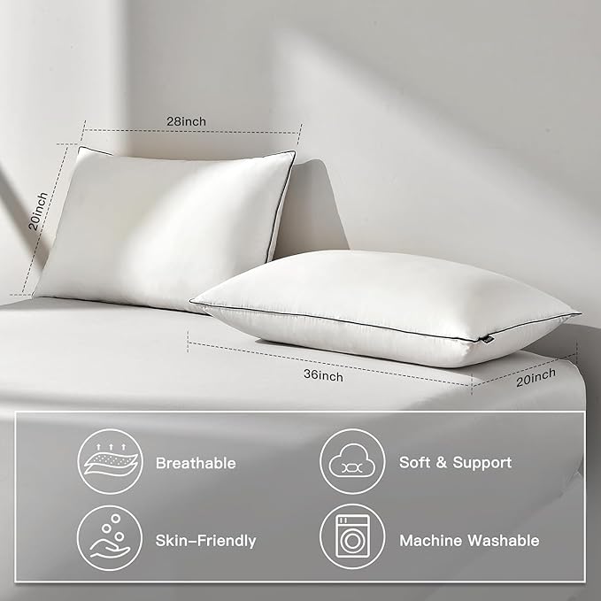 Bed Pillow - Queen - 20 x 28 in - 2 Pack
