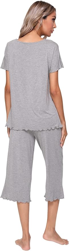 Bamboo Capri Pajama Set - Short Sleeve - 2 Piece