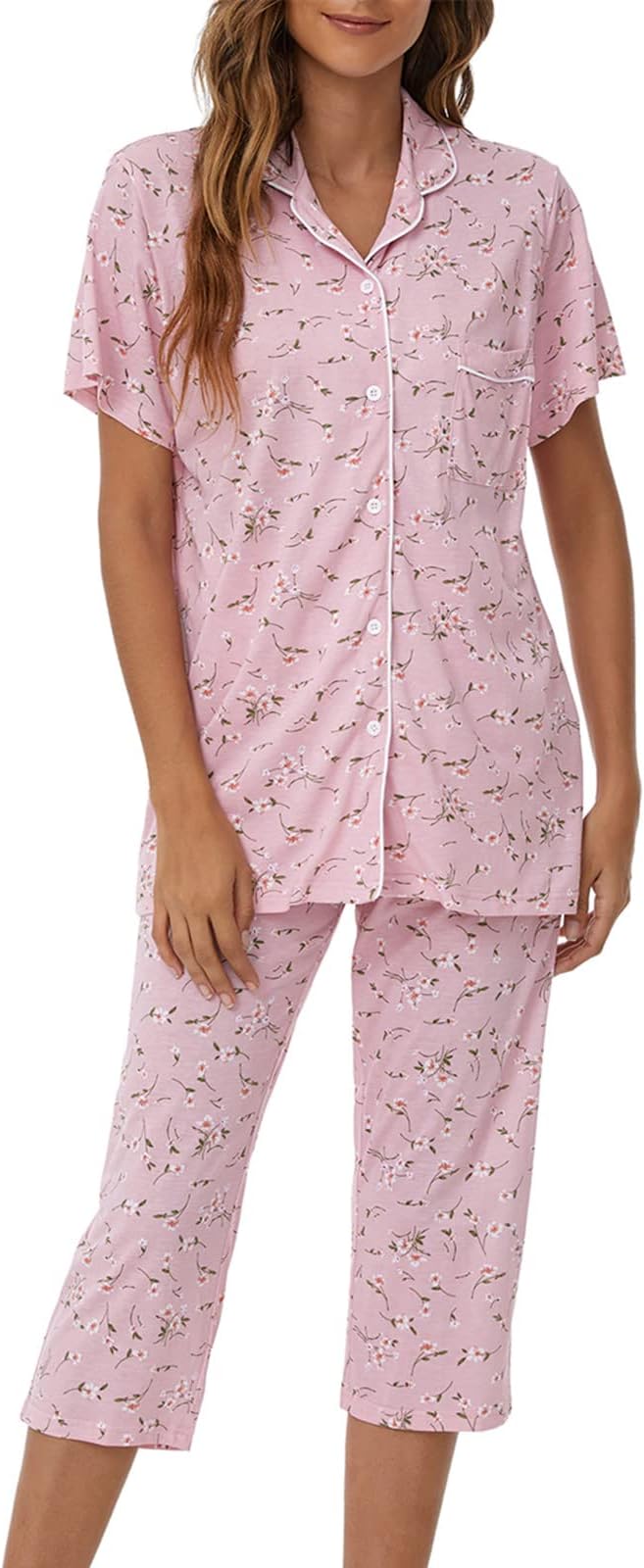 Capri Pajama Set - Short Sleeve - 2 Piece