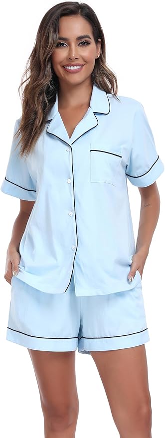 100% Cotton Pajama Set - Short Sleeve - 2 Piece