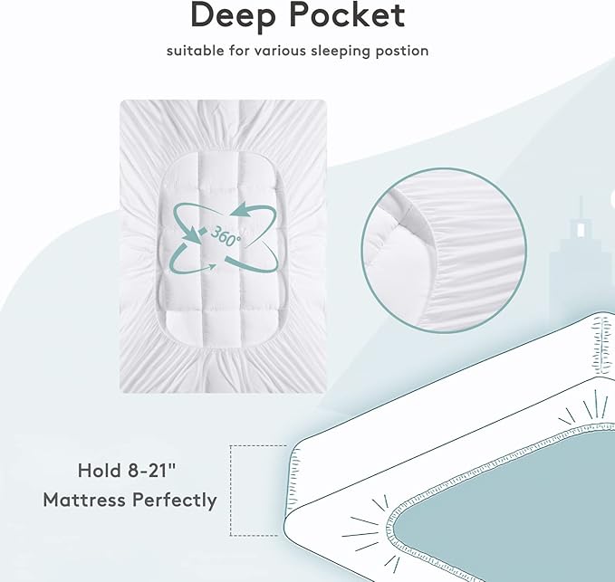 Down Alternative Cooling Mattress Topper - Full - 21 in Deep Pocket