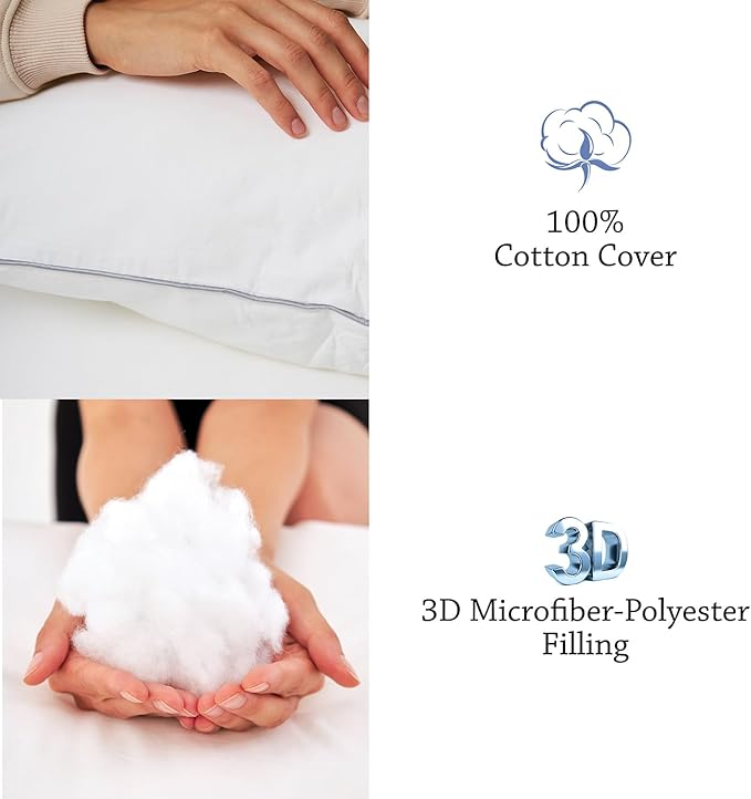 Down Alternative Bed Pillow - Queen - 20 x 28 in - 2 Piece