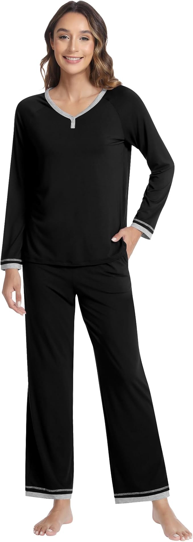 Women's Bamboo Pants Pajama Set - Long Sleeve - 2 Piece