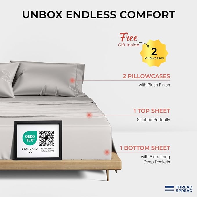 Bed Sheet Set - Queen - 17 in Deep Pocket - 4 Piece